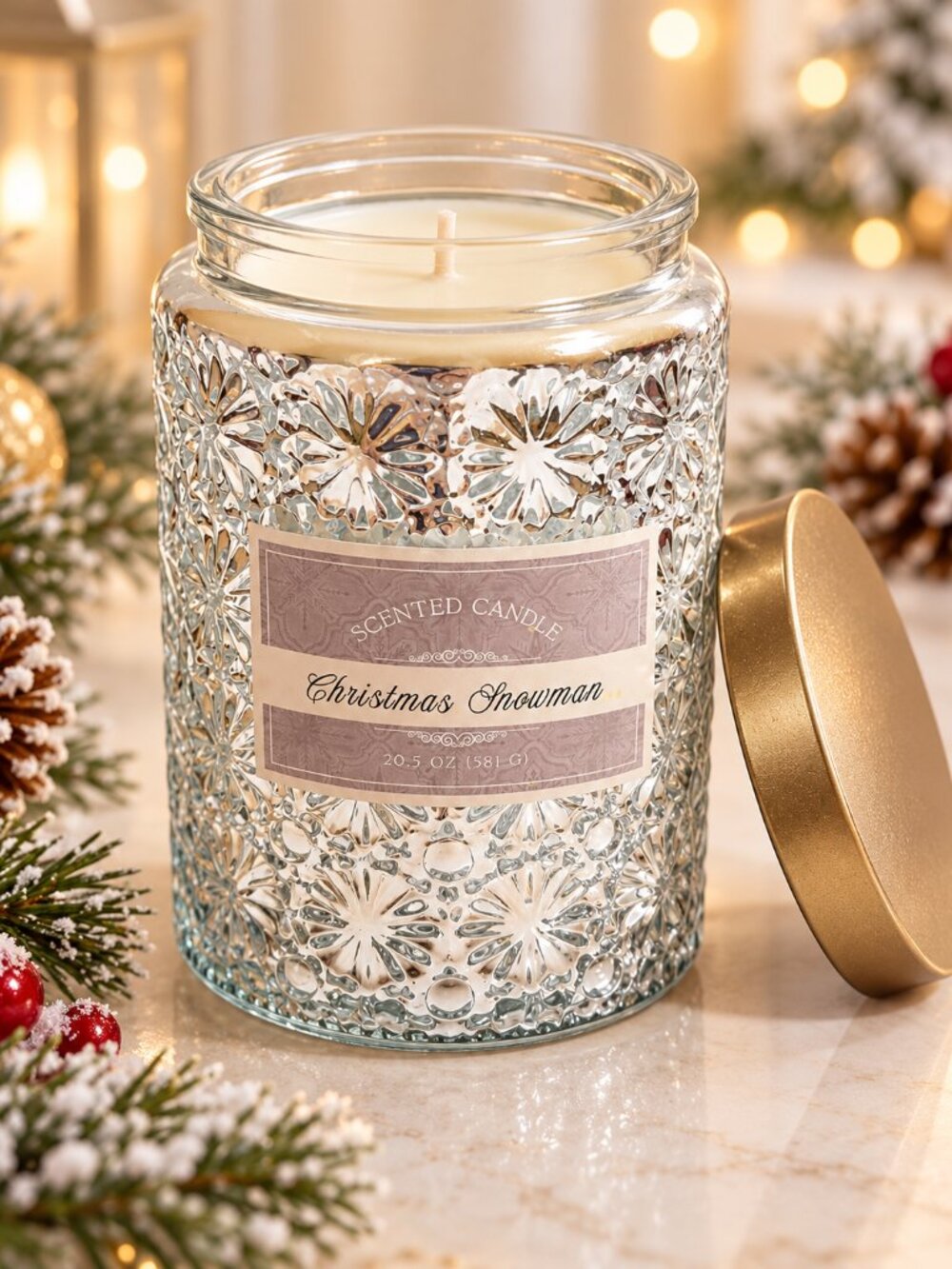 Christmas Snowman Snowflake Scented Candle 20.5 oz